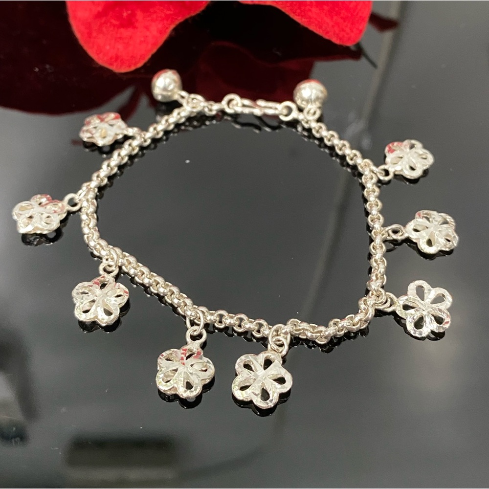 925 Sterling Silver Flower Charm Bracelet